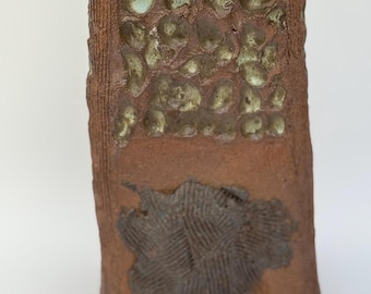 Handmade Stoneware Vase, Rustic Boho Eclectic Decor, Brown Clay Vessel