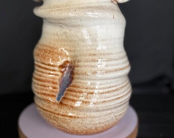 One of a kind, handmade ceramic slump vase, boho eclectic, wabi sabi aesthetics
