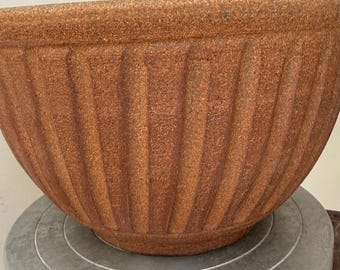 Handmade ceramic planter, stoneware planter, faceted, unglazed