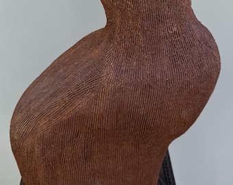 Handmade Stoneware Vase, Wabi Sabi Rustic Decor, Textured Exterior