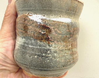 Handcrafted Ceramic Japanese Style Tea Cup, Yunomi, Shino Glaze, Wabi Sabi