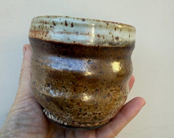 Handmade Ceramic Japanese Tea Cup, Yunomi, Shino Glaze