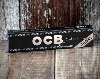 OCB Black Kingsize Slim Rolling Paper with Tips - Full Box