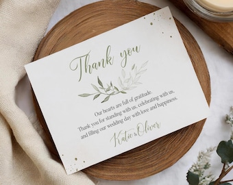Lavish Greenery Wedding Thank You Card Template: Rustic Botanical (Editable Corjl Template)