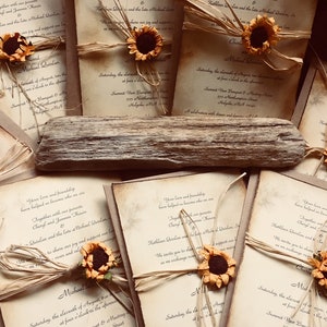 Country/ Rustic Sunflower wedding / Bridal shower invitation suite image 1