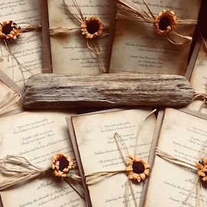 Country/ Rustic Sunflower wedding / Bridal shower invitation suite image 1