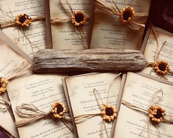 Country/ Rustic Sunflower wedding / Bridal shower invitation suite