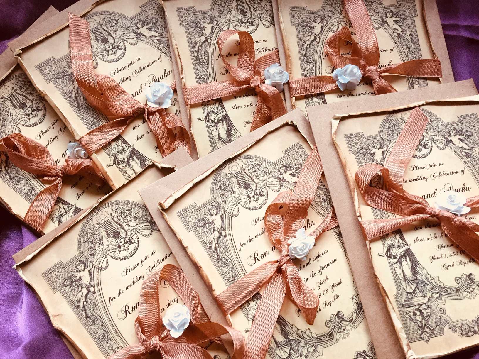 Invitación de boda vintage envejecida a mano - Etsy México, image size:1632x1224