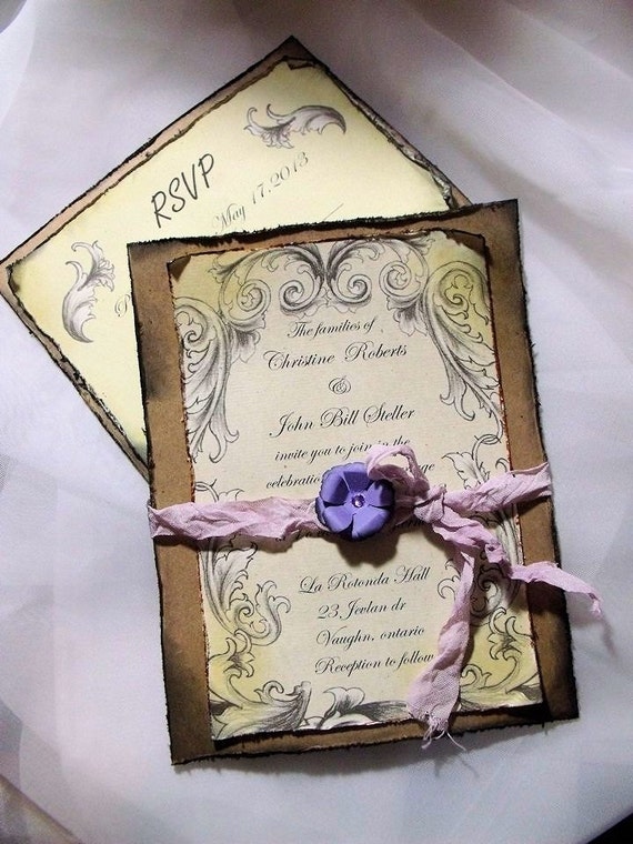 Items similar to Lavender / purple Wedding Invitation