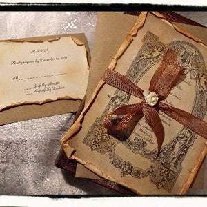 Hand Aged Wedding Vintage Invitation
