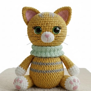 Ginger Cat Crochet Pattern PDF, Tabby Kitten Amigurumi Tutorial, Calico Cat Plushie DIY, Striped Kitty Stuffed Animal, Nursery Decor Crochet