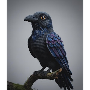 PDF Crochet Pattern - Mystical Raven Art Doll - Gothic Fantasy Amigurumi Tutorial