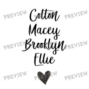 Custom Name Script PNG, Personalized Family Name Sublimation, Leopard Heart Digital Download, Handlettered Names Design, Custom Teacher Gift