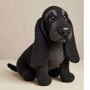 Realistic Black Basset Hound Crochet Pattern - Large Dog Amigurumi PDF Tutorial