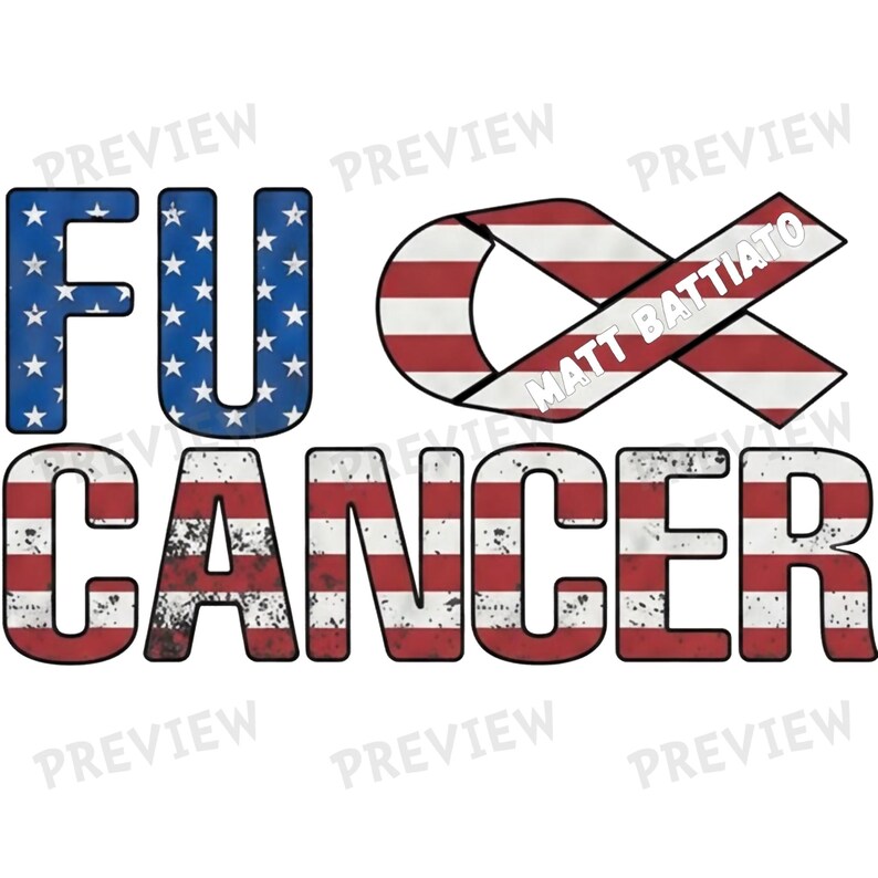 Fu Cancer Sign FU Cancer PNG | Patriotic Cancer Awareness Ribbon | Sublimation & DTF ...