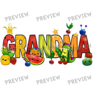 Grandma Fruit Shirt – Cute Kawaii Grandma Tee – Colorful Fruit Design – Fun Grandma Gift – Nana Mimi Gigi Shirt
