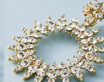 Sun Burst Rhinestone Gold Statement Earrings Chic High End Jewelry Chandelier Earrings Funky Earrings