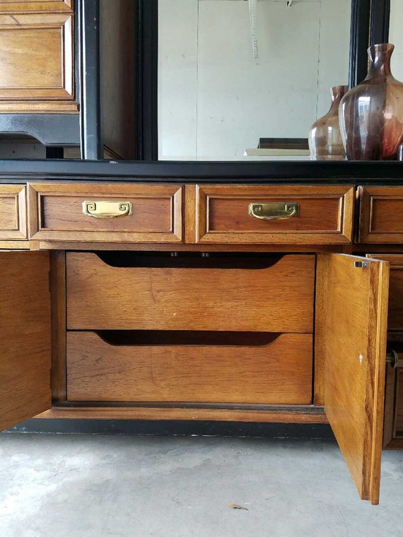 Mcm Vintage Thomasville Chest Of Drawers Mirror And Nightstand Etsy