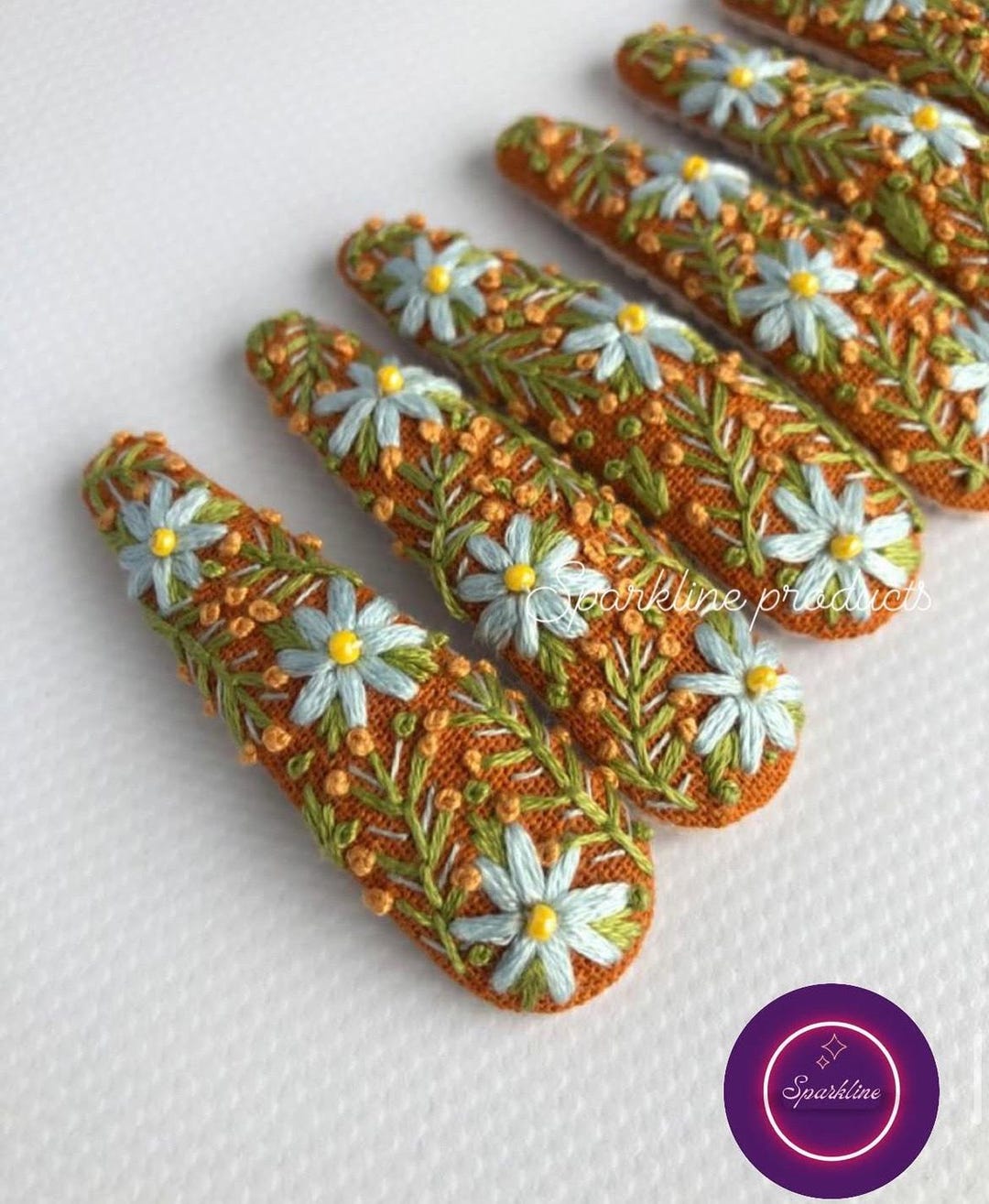 Handmade Floral Embroidered Hair Clip | Linen Barrette - Etsy