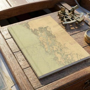 Carta náutica antigua de la costa norteamericana: desde Puget Sound hasta Alaska, 1901. Tapa dura mate.