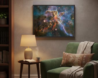 カリーナ星雲額入りプリント - プレミアムオーク/アッシュフレームの美術館品質の宇宙壁アート - すぐに飾れる宇宙装飾
