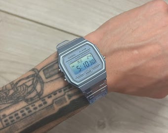 Casio F-91W "Arctic Ice" - Blaue Digitaluhr - Hand-Modifiziert - Custom Mod