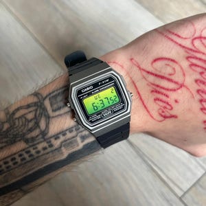 Casio F-91W "Doomsday" - Silver & Green Digital Watch - Hand-Modified - Custom Mod