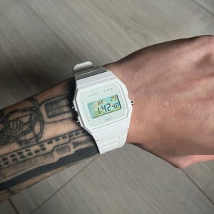 Casio F-91W "Sunny Day" - White & Landscape Digital Watch - Hand-Modified - Custom Mod