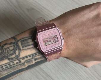 Casio F-91W "Love Eyes" - Pink Digital Watch - Hand-Modified - Custom Mod