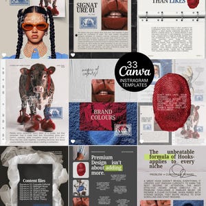 33 modelos do Canva para Instagram | Pacote Editorial para Redes Sociais | Modelos de Carrossel para Criadores de Conteúdo | Kit de Identidade Visual de Luxo