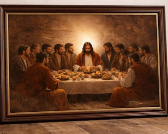 Laatste avondmaal kunstafdruk | Jezus en apostelen, christelijk woondecoratie (directe download)