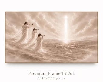 Angels Announce His Birth TV Art, Angels Over Bethlehem Christian Christmas Frame TV Art, Nativity Star 4K Digital Download