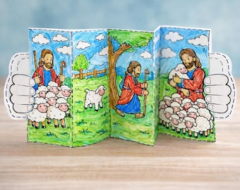 Lost Sheep Accordion Craft Printable | Jesus the Good Shepherd Bible Craft for Kids | Sunday School Activity | LDS Primary Lesson