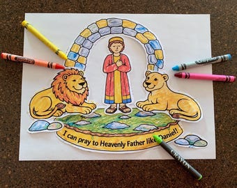 Daniel i lejongropen – utskrivbart pyssel | Aktivitet med LDS Primär | Bibelpyssel för barn med Kom och följ mig | Söndagsskola