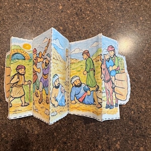 Good Samaritan Bible Craft Printable | LDS Primary Come Follow Me Activity | Sunday School Coloring Craft | Luke 10 Parable Kids Accordion