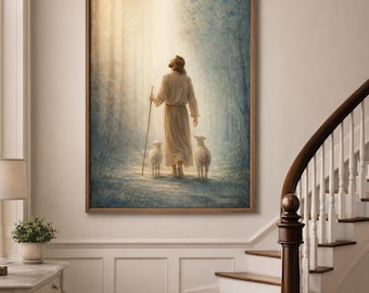 Jesus the Good Shepherd Art Print | Christian Faith Decor (Instant Download)