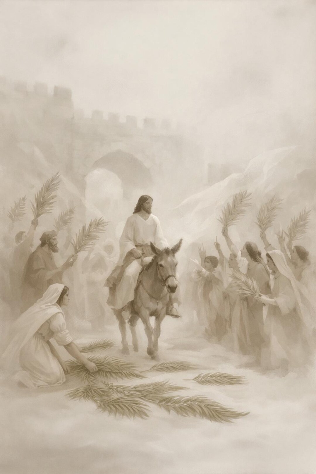 Palm Sunday Wall Art Printable • Jesus Triumphal Entry Donkey Print ...