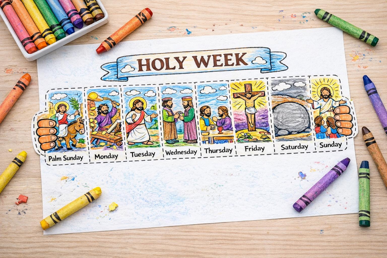 Holy Week Accordion Craft Printable | Palm Sunday to Easter Kids Bible ...