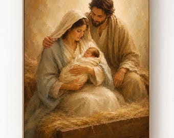 Holy Family Nativity Printable Wall Art | Jesus Mary Joseph Christian Christmas Decor | LDS Digital Download | Instant Print