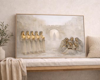 Ten Virgins Parable Christian Wall Art Printable | Landscape Bible Art | Matthew 25 Scripture Artwork | LDS Faith Decor | Instant Download