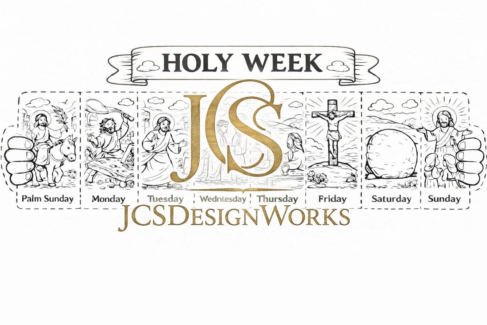 Holy Week Accordion Craft Printable | Palm Sunday to Easter Kids Bible ...