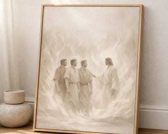 Shadrach Meshach Abednego Wall Art, Fiery Furnace Print, Daniel 3 Scripture Art, Jesus in Fire, Christian LDS Printable