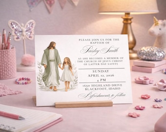 LDS Baptism Editable Invitation Template | Girl Baptism Invite | Canva Baptism Invitation | Printable LDS Baptism Invite | Digital Download