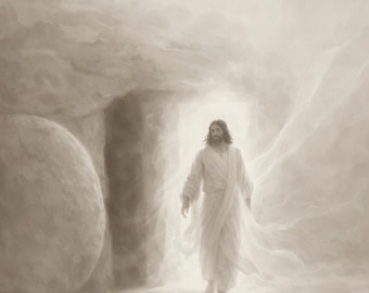 Jesus Resurrection Art | Sepia Christian Easter Decor (Digital Download)