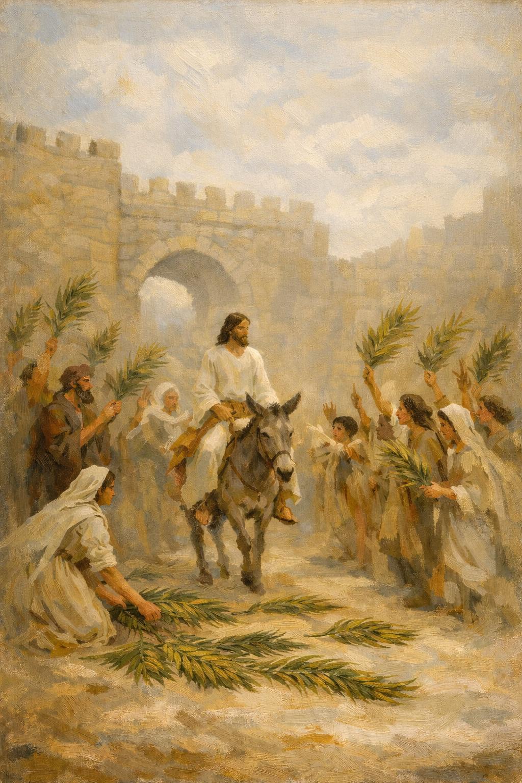 Palm Sunday Wall Art Printable, Jesus Enters Jerusalem on Donkey ...