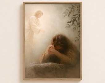 Jesus Praying Art Print | Gethsemane Christian Home Decor (Digital Download)