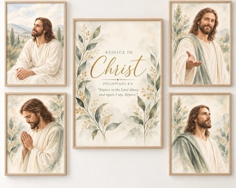 LDS-Jugendthemenpaket 2027, Bilderwand „Freut euch in Christus“, Aquarelldrucke von Jesus Christus, Pinnwandgestaltung für junge Frauen im Klassenzimmer