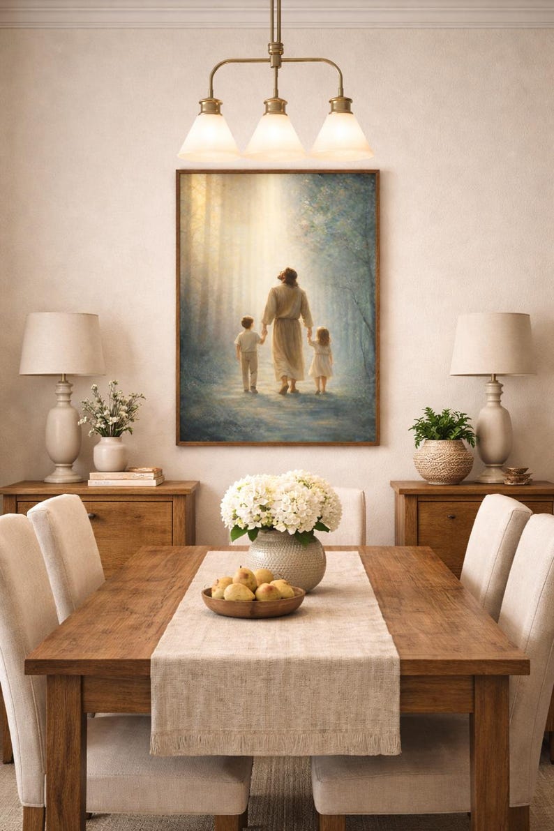 Jesus Walking With Children Art Print, Christian Nursery Decor (digital ...
