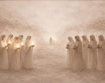 Parable of the Ten Virgins Print, Sepia Christian Wall Art (JPG, PDF Download)