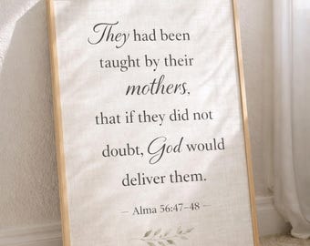 Alma 56:47-48 schriftkunst afdrukbare, LDS stripling Warriors quote, Faith Courage print, kunst aan de muur Boek van Mormon, LDS Home Decor